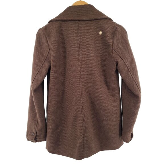 Volcom Womens Out Of Bounds Peacoat XS Wool Blend Brown - Picture 3 of 7